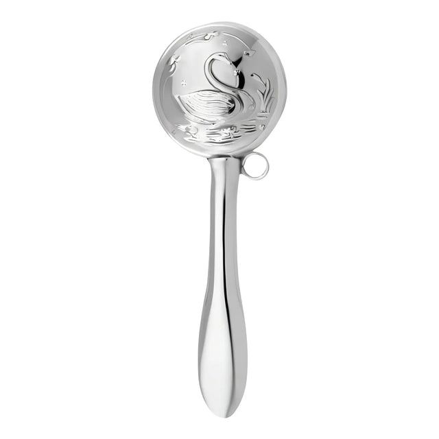 Babyrassel 925 Silber Schwan gravierbar – glatter Stiel