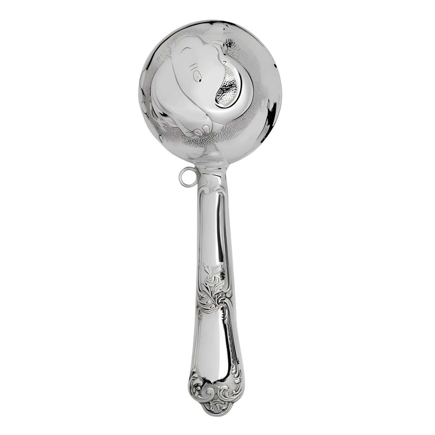 Babyrassel Silber 925 mit Elefant-Motiv in Kugelform – Edles Babygeschenk mit Gravur zur Geburt & Taufe.