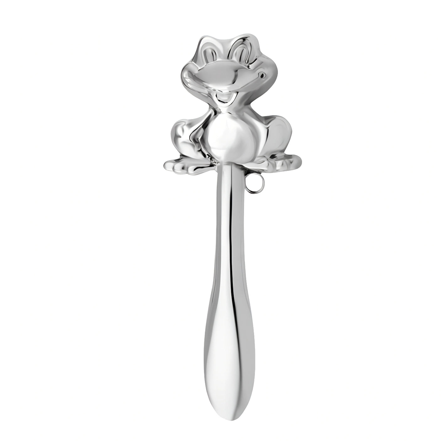 Babyrassel 925 Silber Frosch stielförmig glatt