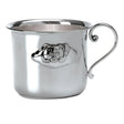 Kinderbecher 925 Silber Bär — zylindrischer Taufbecher mit Volutenhenkel und Bären-Kopf im wolkenförmigen Medaillon
