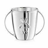 Babytasse 925 Silber Bär — Silbertasse mit zwei Bügel-Henkeln und stehendem Bären als Relief auf der Vorderseite