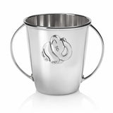 Babytasse 925 Silber Elefant — Silbertasse mit zwei Bügel-Henkeln und kleinem Elefanten als Relief auf der Vorderseite