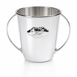 Babytasse 925 Silber Teddybär — Silbertasse mit zwei Bügel-Henkeln und Teddy-Kopf im wolkenförmigen Medaillon