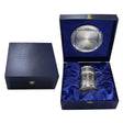 Bierkrug-Geschenkset 925 Silber Niello — Bierkrug und rundes Silbertablett in blauer Geschenkbox, Sternzeichen Krebs