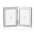 Doppelrahmen 925 Silber King & Queen Zaramella — zwei flache Silberrahmen über Scharnier verbunden, je Foto 13×18 cm, gravierbar, Freisteller