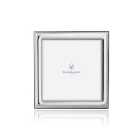 Bilderrahmen 925 Silber Monaco Zaramella — großer quadratischer Fotorahmen 18×18 cm mit doppeltem Perlstab, hochglanzpoliert