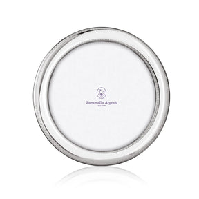 Bilderrahmen 925 Silber Monte Carlo Zaramella — runder Silberrahmen mit feiner Perlleiste, Format 13×13 cm, gravierbar, Freisteller