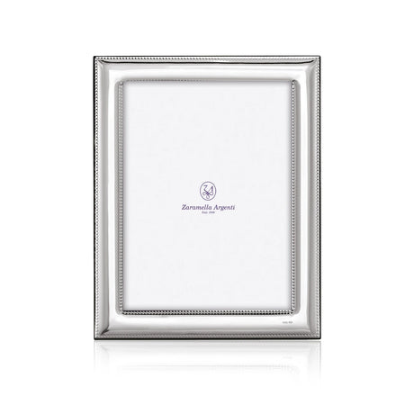 Bilderrahmen 925 Silber Rom Zaramella — rechteckiger Fotorahmen 15×20 cm mit Perlstab innen und außen, hochglanzpoliert