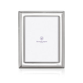 Bilderrahmen 925 Silber Rom Zaramella — großer Fotorahmen 20×25 cm mit Perlstab innen und außen, hochglanzpoliert