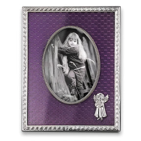 Kinder - Bilderrahmen Silber Engel – Taufgeschenk Mädchen Violett