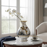 Blumenvase 925 Silber – Niello & Vergoldung mit Granat | Schmetterling - Design