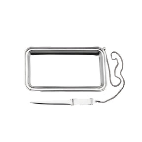 Brieföffner und Briefablage aus 925 Sterling Silber an geflochtener Kette — hochglanzpoliert, Zaramella Classic Designs, italienisches Geschenkset