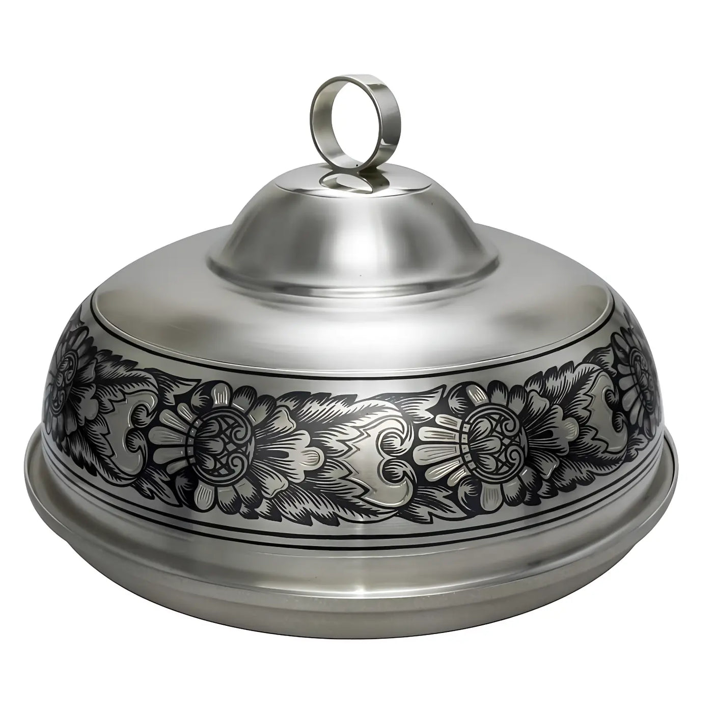 Butterdose 925 Silber mit Deckel & Niello - Gravur Rundform