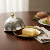 Butterdose & Buttermesser „Tradition“ – Vergoldete Niello - Silberglocke