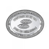 Challah-Platte 925 Silber Signature 48x36 cm — zwei geflochtene Brote im Relief, hebräische Inschriften, Zaramella