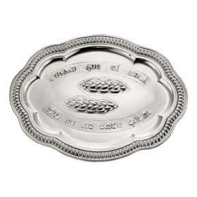 Challah-Tablett 925 Silber Zaramella — ovale Form mit Godronenrand, zwei Challot im Relief