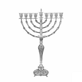 Chanukkia 925 Silber Signature Mini Zaramella — neun Tüllen, schlanker Balusterschaft