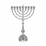 Chanukkia 925 Silber Signature Small Zaramella — neun Tüllen, runder ziselierter Fuß