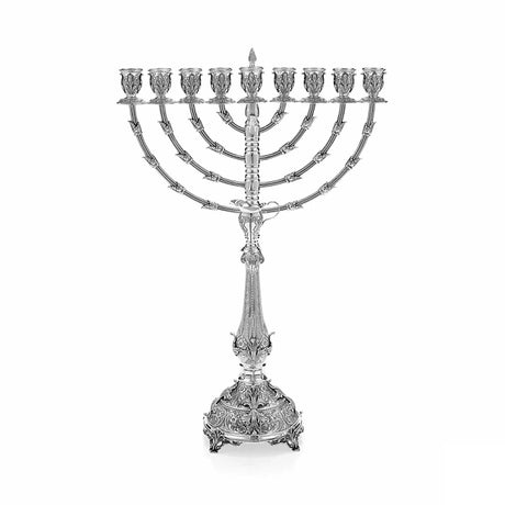 Chanukkia 925 Silber Signature Small Zaramella — neun Tüllen, runder ziselierter Fuß
