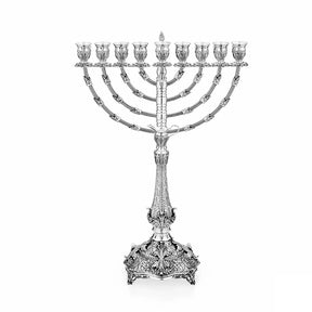 Chanukkia 925 Silber Signature Zaramella — neun Tüllen, quadratischer geschweifter Fuß