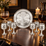 Cognac-Service 925 Silber Niello Classique 7-teilig — Lifestyle-Setting am Weintisch