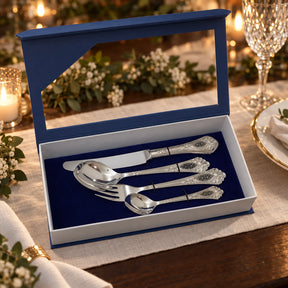Silberbesteck Set 925 Silber in der Geschenkkassette — Lifestyle-Setting