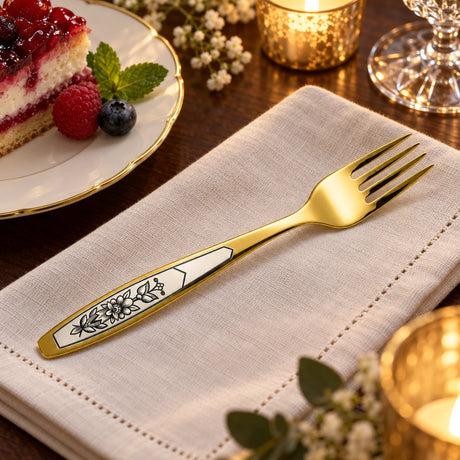 Dessertgabel 925 Silber vergoldet Astra Gold — Lifestyle-Setting an der gedeckten Tafel