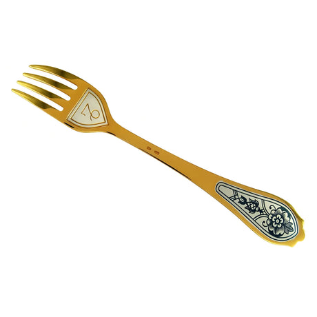 Dessertgabel 925 Silber – Steinbock, vergoldet & Niello