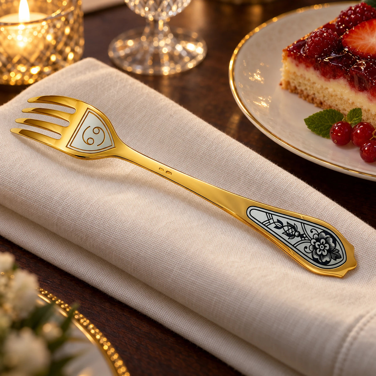 Dessertgabel 925 Silber — Lifestyle-Setting an der gedeckten Tafel