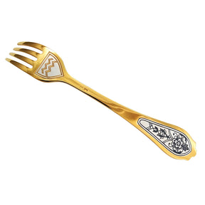 Dessertgabel 925 Silber – Wassermann, vergoldet & Niello
