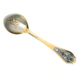 Dessertlöffel 925 Silber – Löwe, vergoldet & Niello