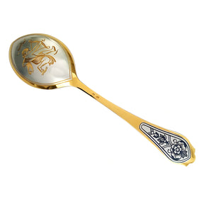 Dessertlöffel 925 Silber – Schütze, vergoldet & Niello