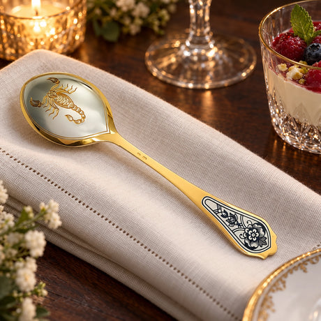 Dessertlöffel 925 Silber — Lifestyle-Setting an der gedeckten Tafel