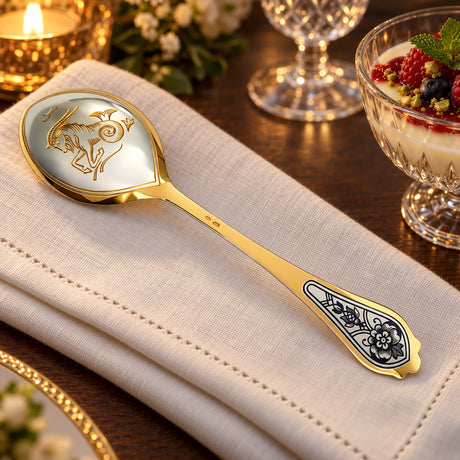 Dessertlöffel 925 Silber — Lifestyle-Setting an der gedeckten Tafel