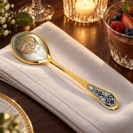 Dessertlöffel 925 Silber — Lifestyle-Setting an der gedeckten Tafel