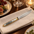 Dessertmesser 925 Silber vergoldet Astra Classic — Lifestyle-Setting an der gedeckten Tafel