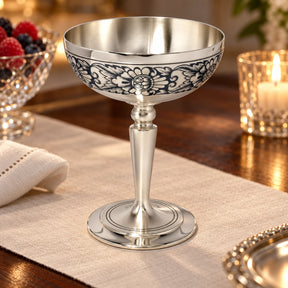 Dessertschale 925 Silber Niello Design — Lifestyle-Setting am Serviertisch
