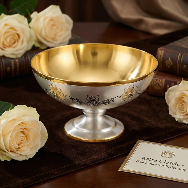 Dessertschale auf Fuß 925 Silber vergoldet Niello | Astra Classic