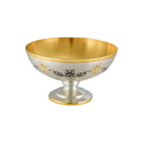 Dessertschale Astra Classic: 925 Sterling Silber auf Fuß, vollvergoldetes Inneres, handgravierte Niello-Blumengruppen – 150 ml