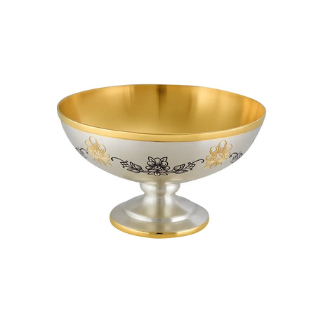 Dessertschale Astra Classic: 925 Sterling Silber auf Fuß, vollvergoldetes Inneres, handgravierte Niello-Blumengruppen – 150 ml