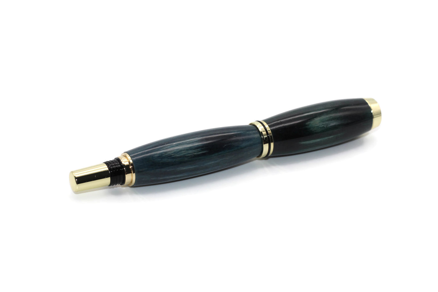 Ballpoint pen made of precious wood linden stabilized blue