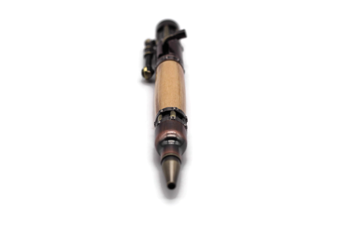 Ballpoint pen made of stabilized apple wood brown