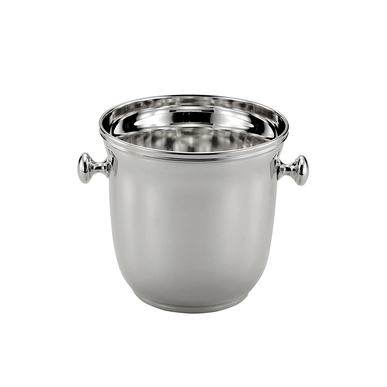 Eiskübel 925 Silber Inglese Zaramella — massiver Eiskübel mit zwei Knaufgriffen, hochglanzpoliert, gravierbar, Freisteller