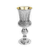 Eliyahu-Becher 925 Silber Signature 25 cm — Pokalform auf hohem Fuß, ziseliert, Innenseite vergoldet, Zaramella