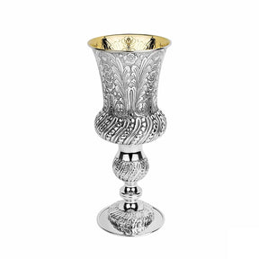 Eliyahu-Becher 925 Silber Signature 25 cm — Pokalform auf hohem Fuß, ziseliert, Innenseite vergoldet, Zaramella