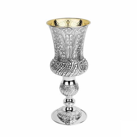 Eliyahu-Becher 925 Silber Signature 25 cm — Pokalform auf hohem Fuß, ziseliert, Innenseite vergoldet, Zaramella