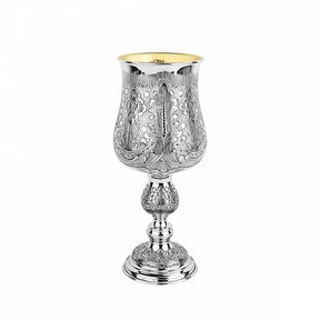 Eliyahu-Becher 925 Silber Signature 28 cm — vollflächig ziselierte Kuppa, Balusterschaft, innen vergoldet, Zaramella