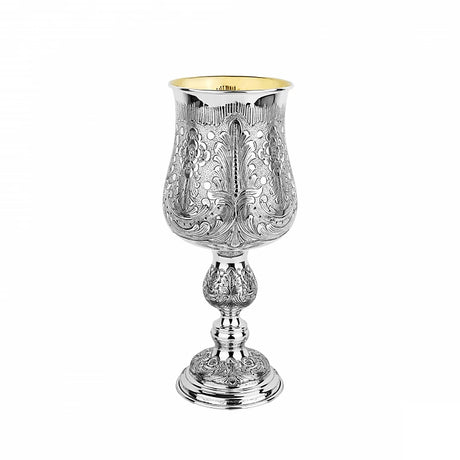 Eliyahu-Becher 925 Silber Signature 28 cm — vollflächig ziselierte Kuppa, Balusterschaft, innen vergoldet, Zaramella