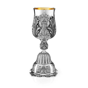 Eliyahu-Becher 925 Silber Signature 51 cm — freistehende Blattspitzen, ziselierter Nodus, innen vergoldet, Zaramella