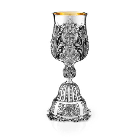 Eliyahu-Becher 925 Silber Signature 51 cm — freistehende Blattspitzen, ziselierter Nodus, innen vergoldet, Zaramella